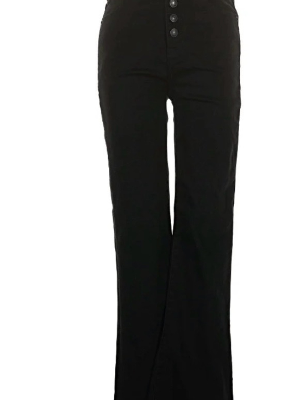 American Eagle High-Waist Black Button-Front Wide Leg Pants